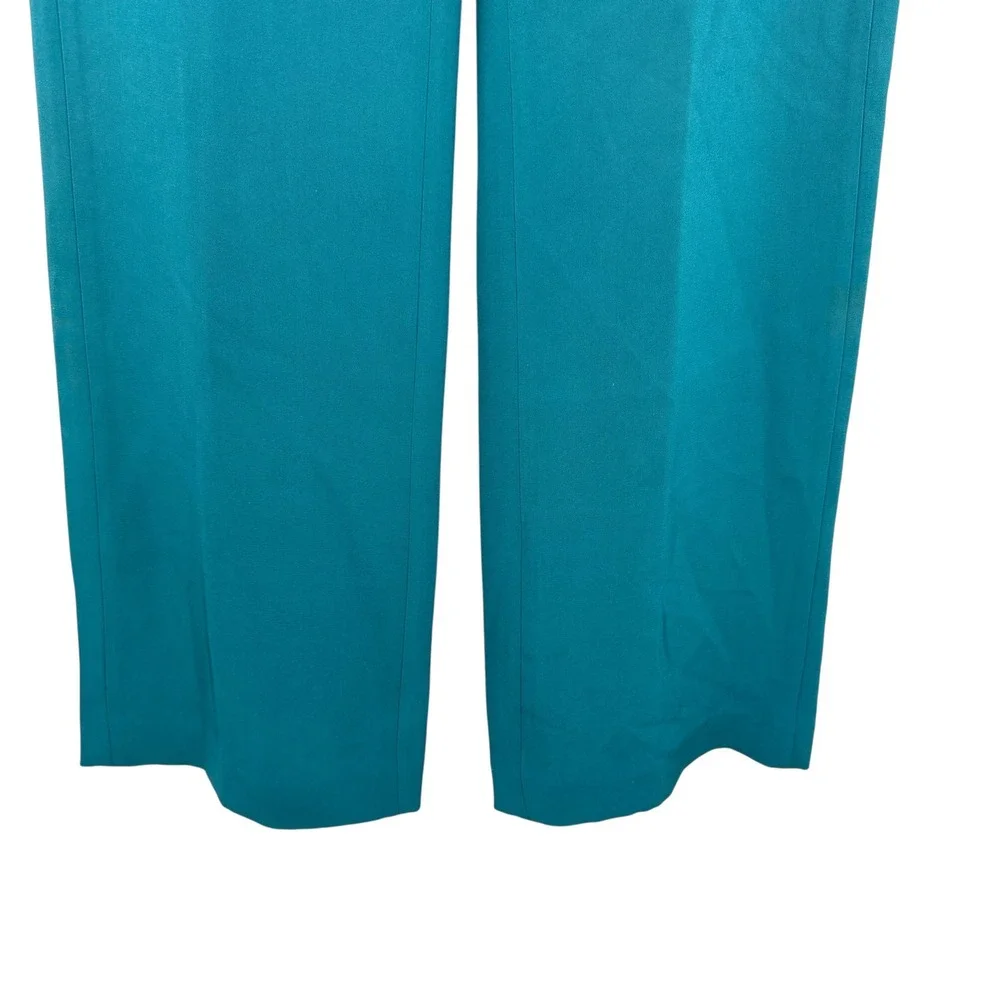 Paige Black Label Silk Wide Leg Trousers Gem Teal Green Career Pants Size 6‎ - Picture 4 of 7